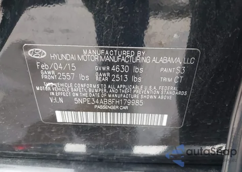 2015 Hyundai Sonata Limited 2.0T из США, поврежденный, VIN 5NPE34AB8FH179985